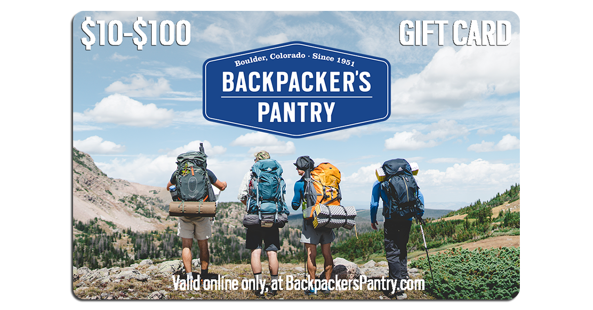 Online Gift Cards for Backpackers Outdoor Enthusiasts Emergency Pre Backpacker s Pantry