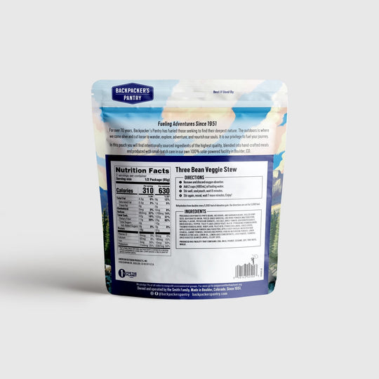 Backpacker's Pantry Three Bean Veggie Stew Back of Package