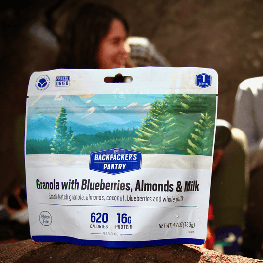 Backpacker's Pantry Granola with Blueberries, Almonds & Milk Lifestyle