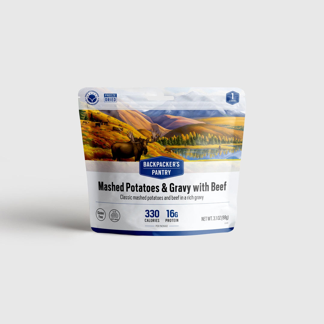 Backpacker's Pantry Mashed Potatoes & Gravy with Beef Front of Package