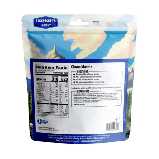 Backpacker's Pantry Chana Masala Back of Package