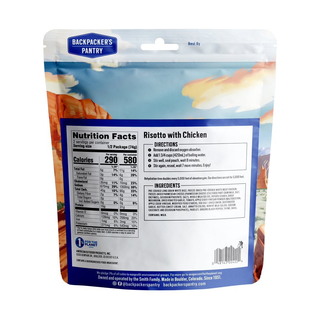 Backpacker's Pantry Risotto with Chicken Back of Package