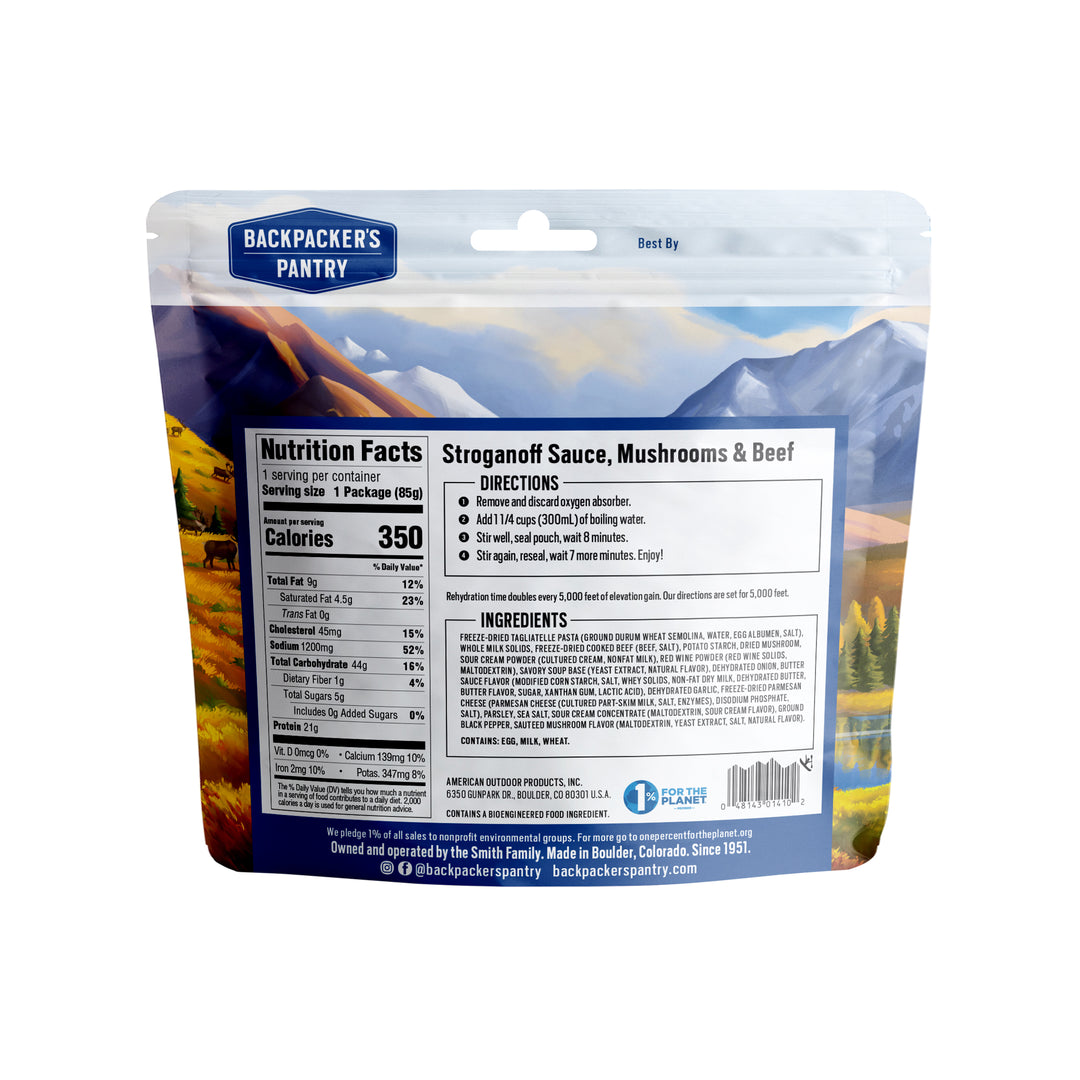 Backpacker's Pantry Stroganoff Sauce, Mushrooms, & Beef Bak of Package