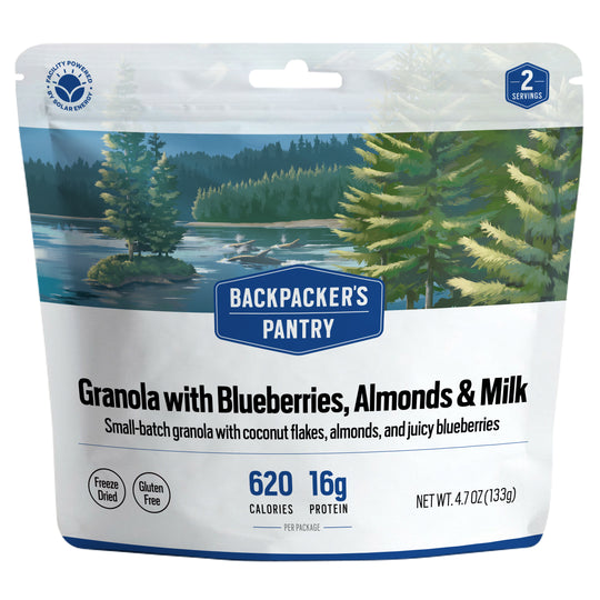 Backpacker's Pantry Granola with Blueberries, Almonds & Milk Front of Package
