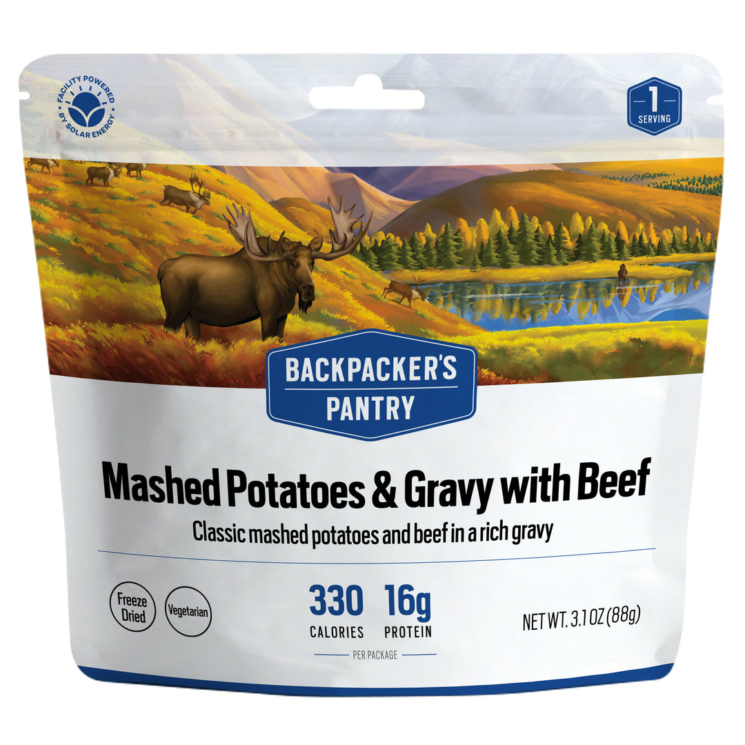 Backpacker's Pantry Mashed Potatoes & Gravy with Beef Front of Package