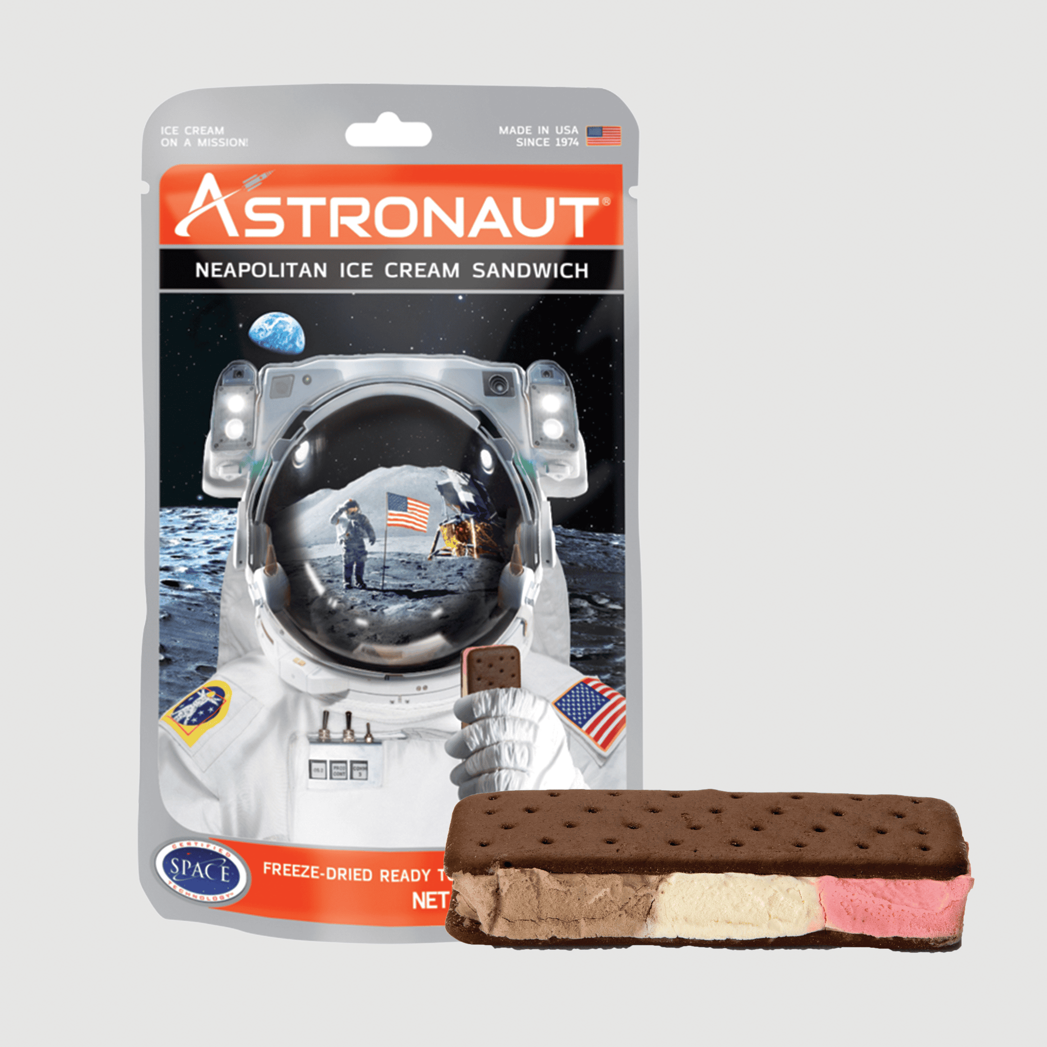 Astronaut Ice Cream - Neapolitan ice cream sandwich with ice cream image 