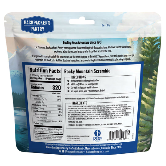 Backpacker's Pantry Rocky Mountain Scramble Back of Package